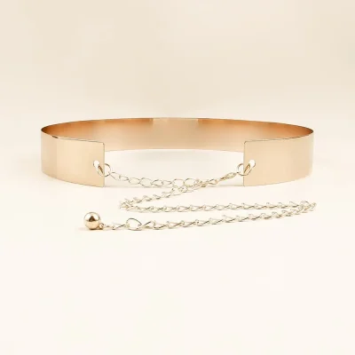 1 Piece Gold Color Waist Chain Summer Personality Cassette Sequin Women's Belt - Image 2