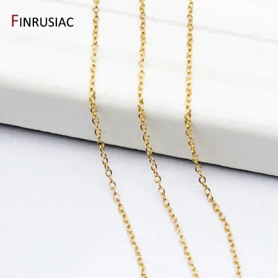 14K Real Gold Plated 1.3mm Thin Chain For DIY Jewelry Making, Wholesale Brass Chains Accessories Findings - Image 2