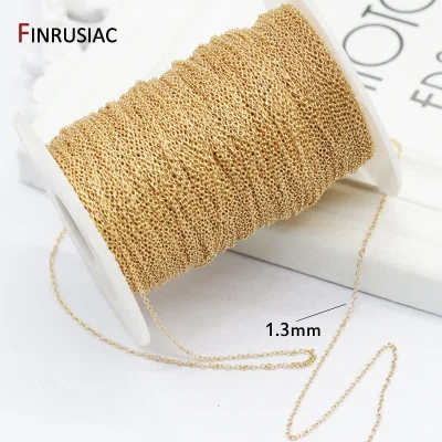 14K Real Gold Plated 1.3mm Thin Chain For DIY Jewelry Making, Wholesale Brass Chains Accessories Findings - Image 3