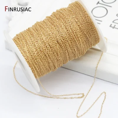 14K Real Gold Plated 1.3mm Thin Chain For DIY Jewelry Making, Wholesale Brass Chains Accessories Findings