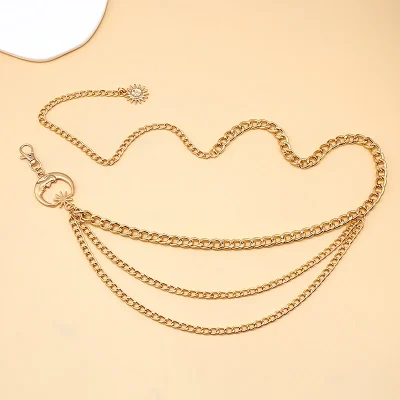 1Pc Women Waist Chain Belt for Dress Skirt Belts with Moon Star Waistbands Gold Silver Ladies Clothing Chain Accessories - Image 3