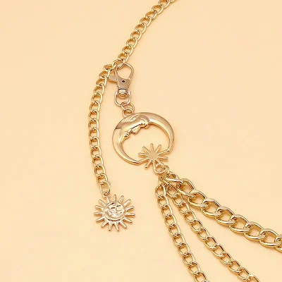 1Pc Women Waist Chain Belt for Dress Skirt Belts with Moon Star Waistbands Gold Silver Ladies Clothing Chain Accessories - Image 5