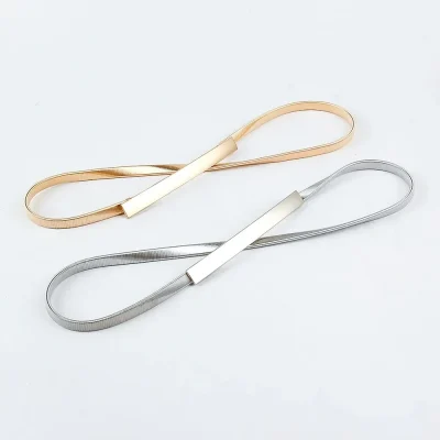 2 Piece Combination With Gold Silver Spring Waist Chain Elastic Belt For Women - Image 3