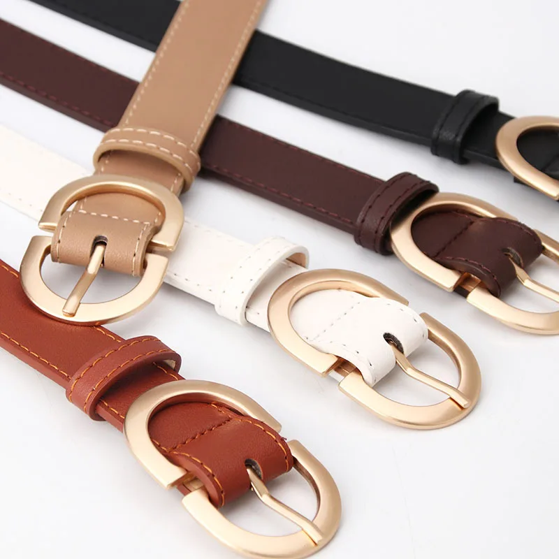 Female Waist Circle Buckle Leather Belt for Jeans - Image 3