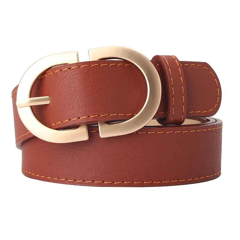 Female Waist Circle Buckle Leather Belt for Jeans - Image 5