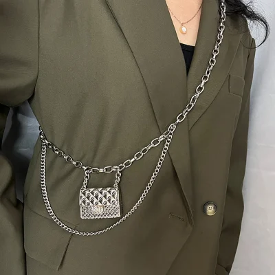 Fashion Tassel Gold Chain Belts For Women High Quaity Luxury Ear Phone Small Bag Metal Belt Adjustable Long Waistband Mini - Image 2
