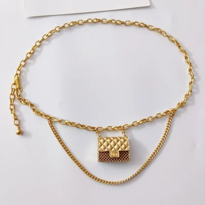 Fashion Tassel Gold Chain Belts For Women High Quaity Luxury Ear Phone Small Bag Metal Belt Adjustable Long Waistband Mini - Image 3