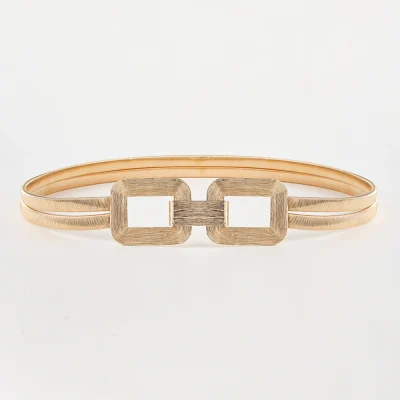 Gold  Elastic Belt For Women square Ladies Waist Belts For Dresses Stretch Skinny Metal Female Belt elastische riem - Image 2