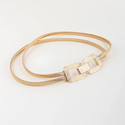 Gold  Elastic Belt For Women square Ladies Waist Belts For Dresses Stretch Skinny Metal Female Belt elastische riem - Image 5