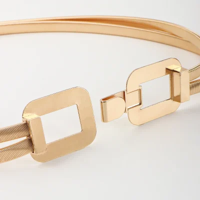 Gold  Elastic Belt For Women square Ladies Waist Belts For Dresses Stretch Skinny Metal Female Belt elastische riem - Image 6