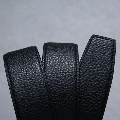 High Quality Male Luxury Belt Grain Leather Smooth G Buckle Belt For Men - Image 4
