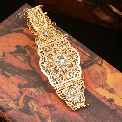 Moroccan Chic Caftan Belt Gold Color Red Green Stone Algeria Wedding Dress Kaftan Abaya Arab Waist Chain Belt Jewelry - Image 2