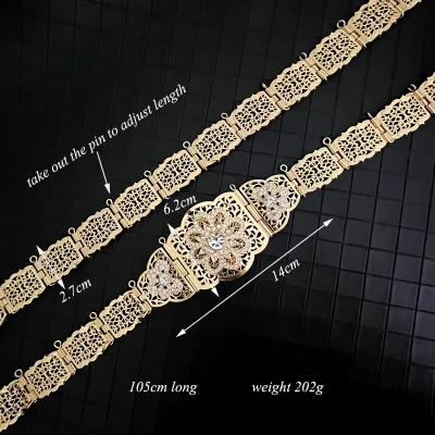 Moroccan Chic Caftan Belt Gold Color Red Green Stone Algeria Wedding Dress Kaftan Abaya Arab Waist Chain Belt Jewelry - Image 6