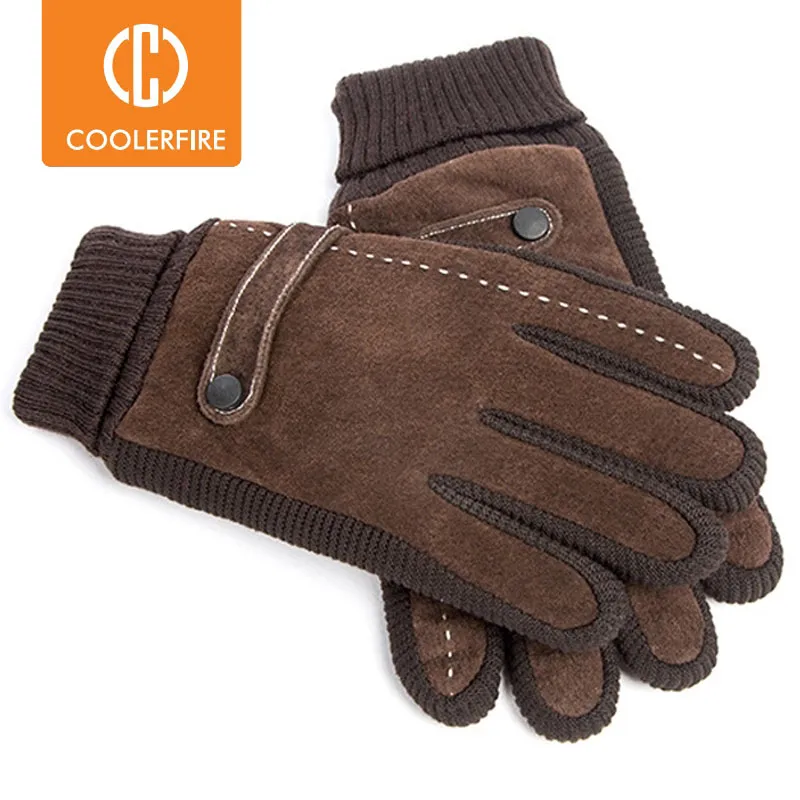 Winter Warm Men's Gloves Genuine Leather Casual Gloves Mittens for Men Touch Screen Outdoor Sport Full Finger Glove