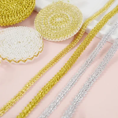 Vintage Gold Silver Trim Ribbon Cotton Lace Edge Trim Belt Applique Fabric Cloth Sewing DIY Craft Clothes Material Accessories - Image 2